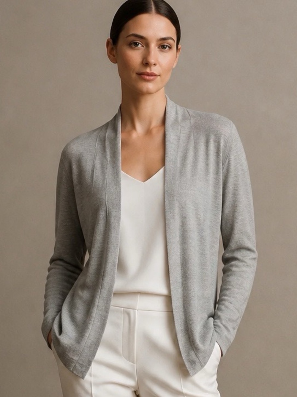 Le Tricot Perugia Virgin Wool Silk Cashmere Blend Size S Long Sleeve Cardigan